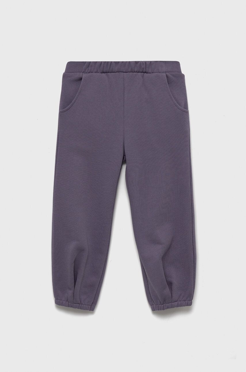 United Colors of Benetton pantaloni de trening din bumbac pentru copii culoarea violet neted - Pled.ro