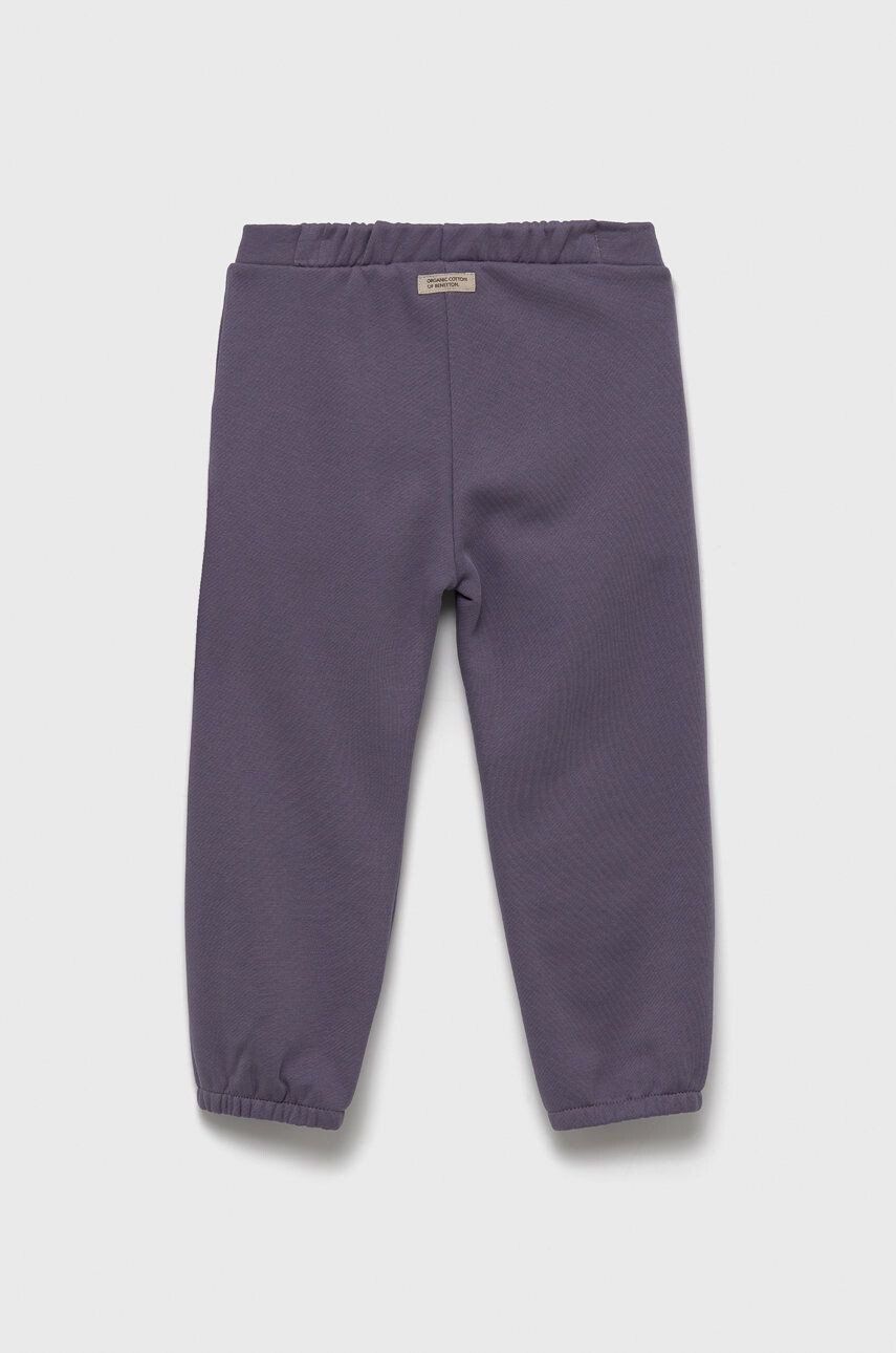 United Colors of Benetton pantaloni de trening din bumbac pentru copii culoarea violet neted - Pled.ro