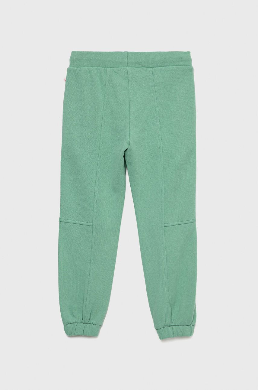 United Colors of Benetton pantaloni de trening din bumbac pentru copii culoarea turcoaz neted - Pled.ro