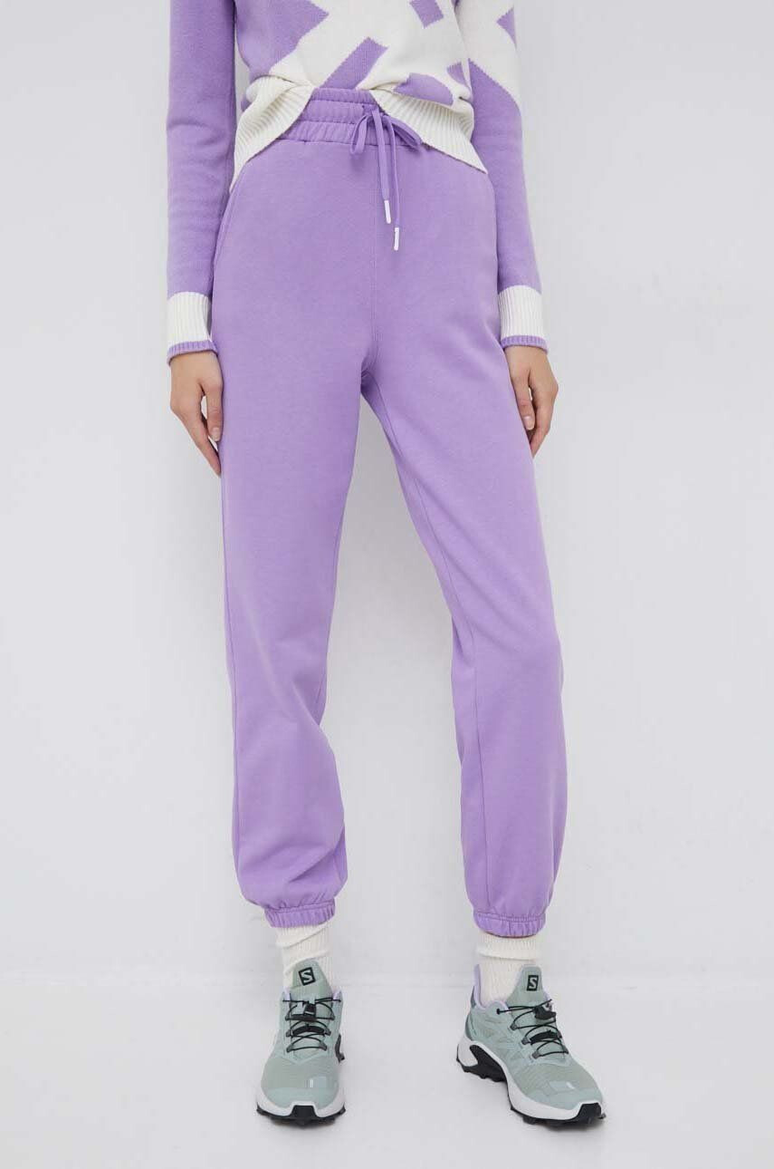 United Colors of Benetton pantaloni de trening din bumbac X Pantone femei culoarea violet cu imprimeu - Pled.ro