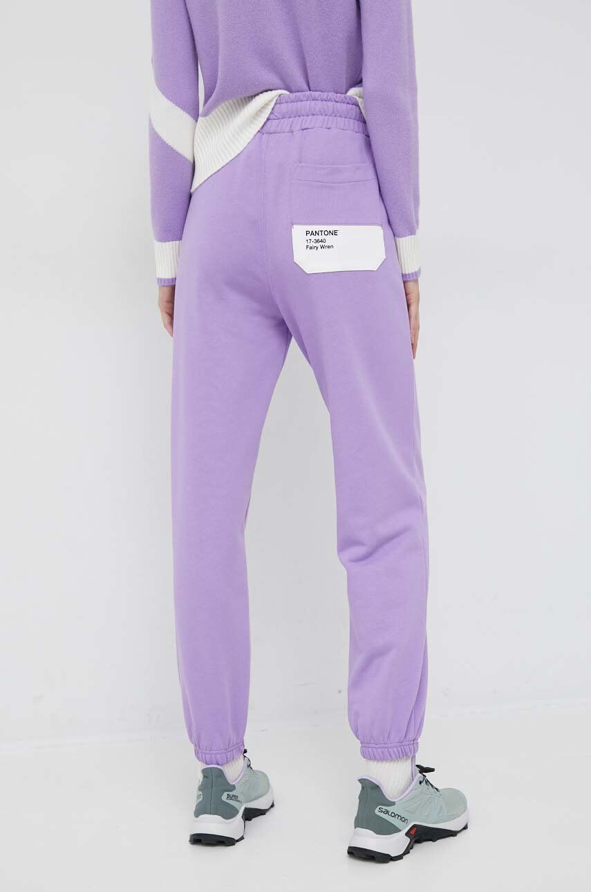 United Colors of Benetton pantaloni de trening din bumbac X Pantone femei culoarea violet cu imprimeu - Pled.ro