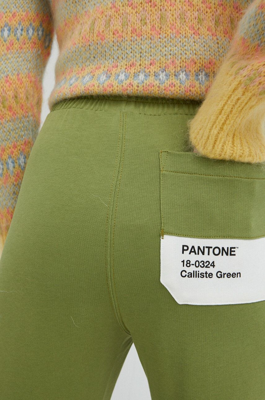 United Colors of Benetton pantaloni de trening din bumbac X Pantone femei culoarea verde cu imprimeu - Pled.ro