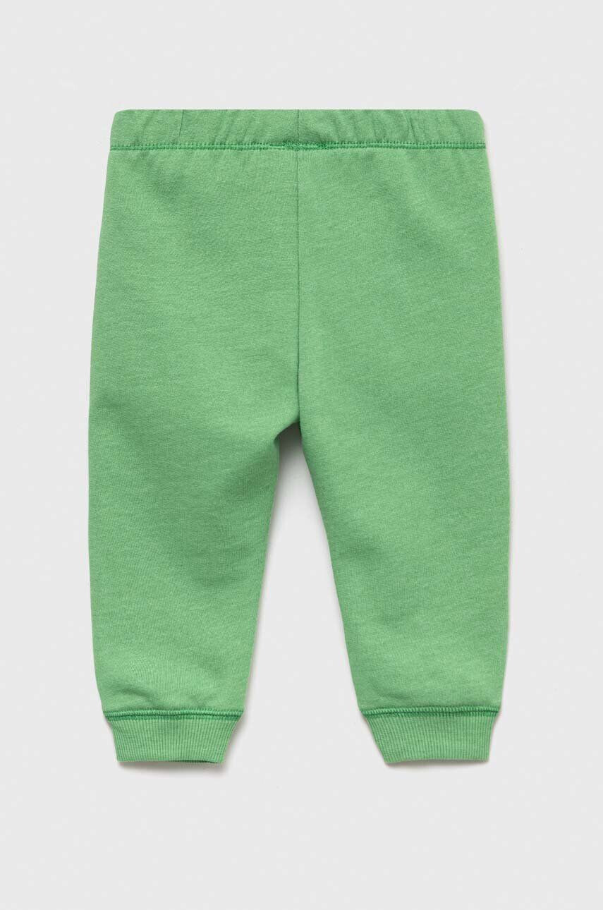 United Colors of Benetton pantaloni de trening pentru copii culoarea verde neted - Pled.ro