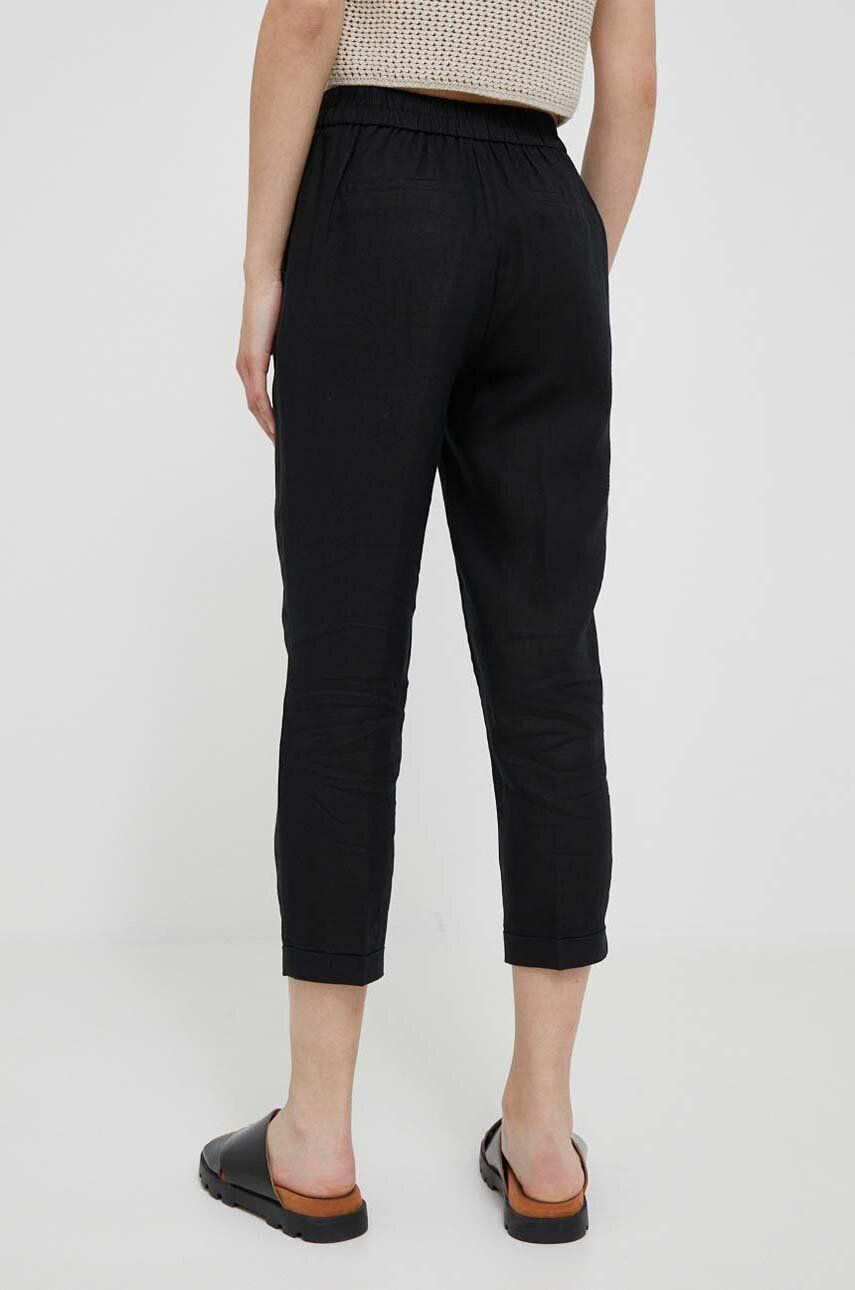 United Colors of Benetton pantaloni din in culoarea negru drept high waist - Pled.ro