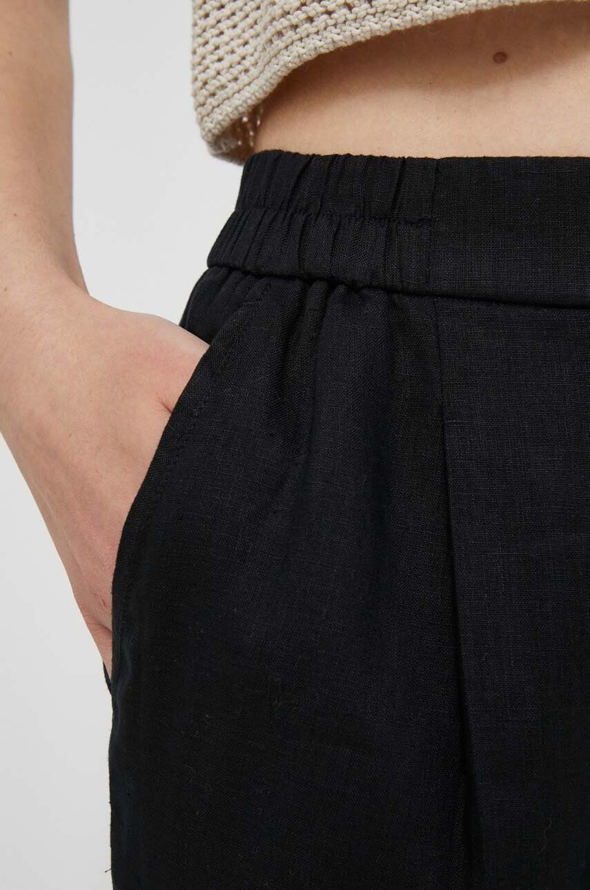 United Colors of Benetton pantaloni din in culoarea negru drept high waist - Pled.ro