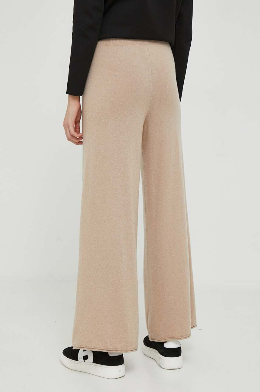 United Colors of Benetton pantaloni din lana culoarea bej lat high waist - Pled.ro