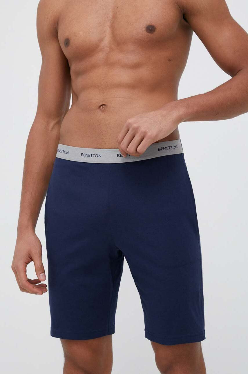 United Colors of Benetton pantaloni scurți de pijama din bumbac culoarea albastru marin neted - Pled.ro