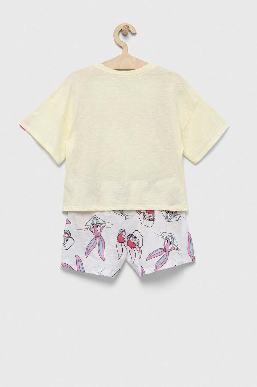 United Colors of Benetton pijamale de bumbac pentru copii x Looney Tunes culoarea galben cu imprimeu - Pled.ro