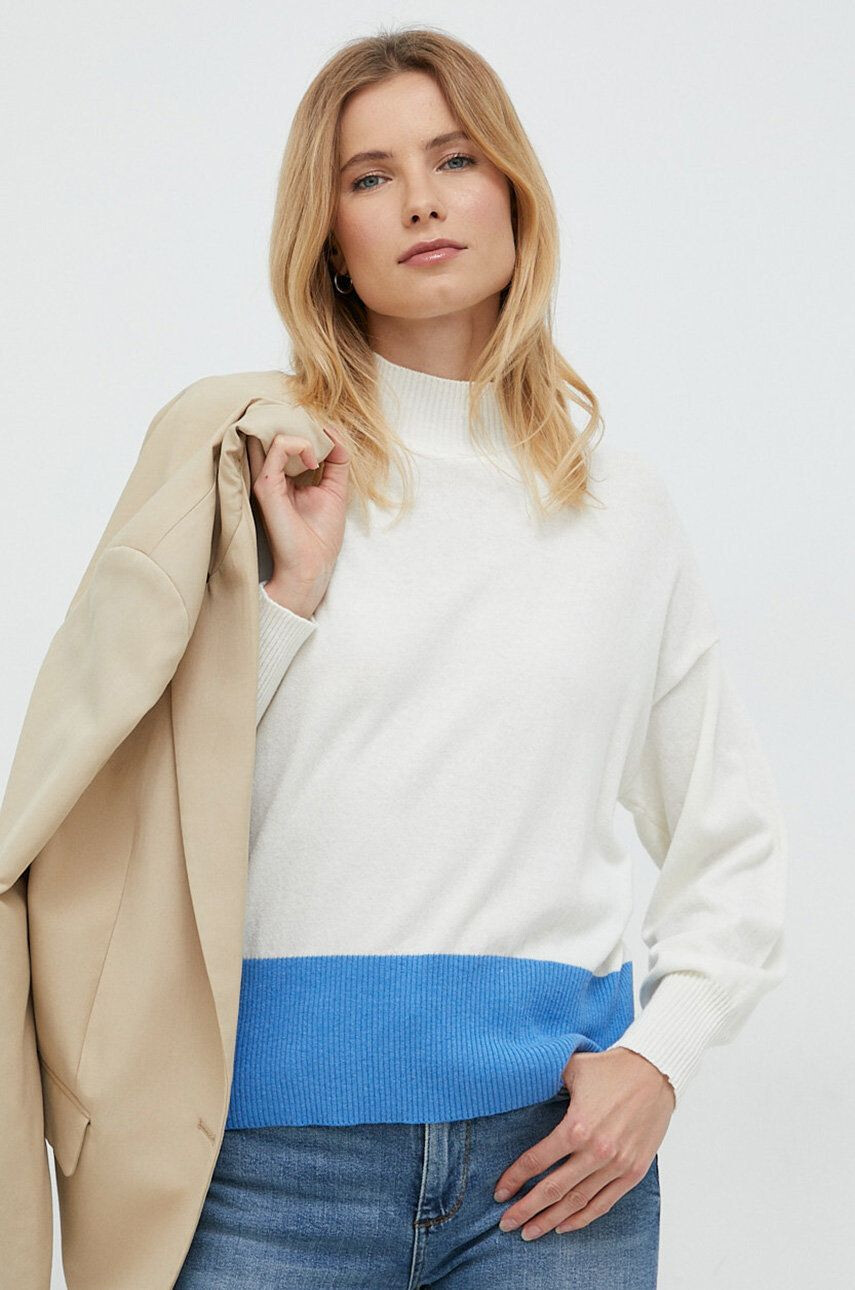 United Colors of Benetton pulover femei culoarea bej cu turtleneck - Pled.ro