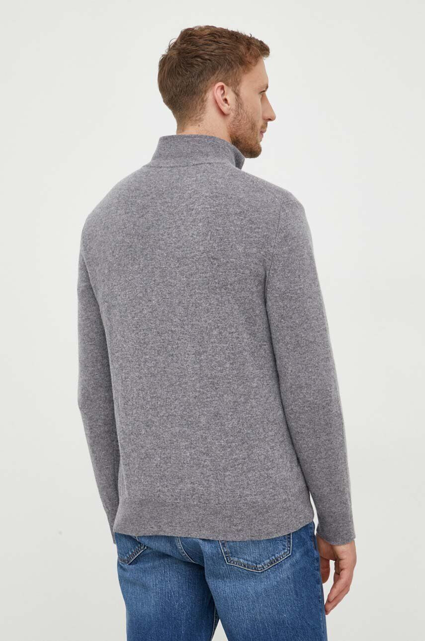 United Colors of Benetton pulover de lana barbati culoarea gri light cu turtleneck - Pled.ro