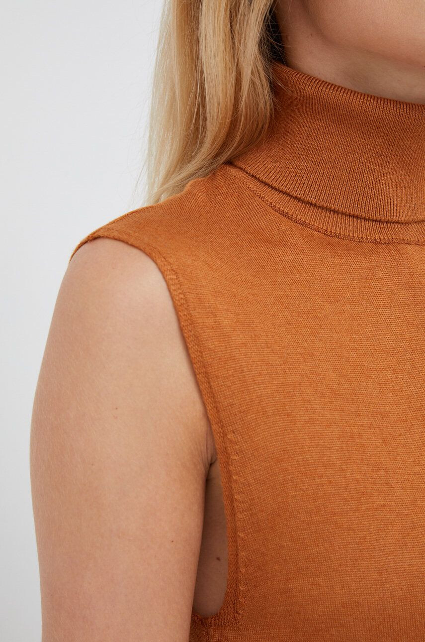 United Colors of Benetton pulover din amestec de lana femei culoarea maro light cu turtleneck - Pled.ro