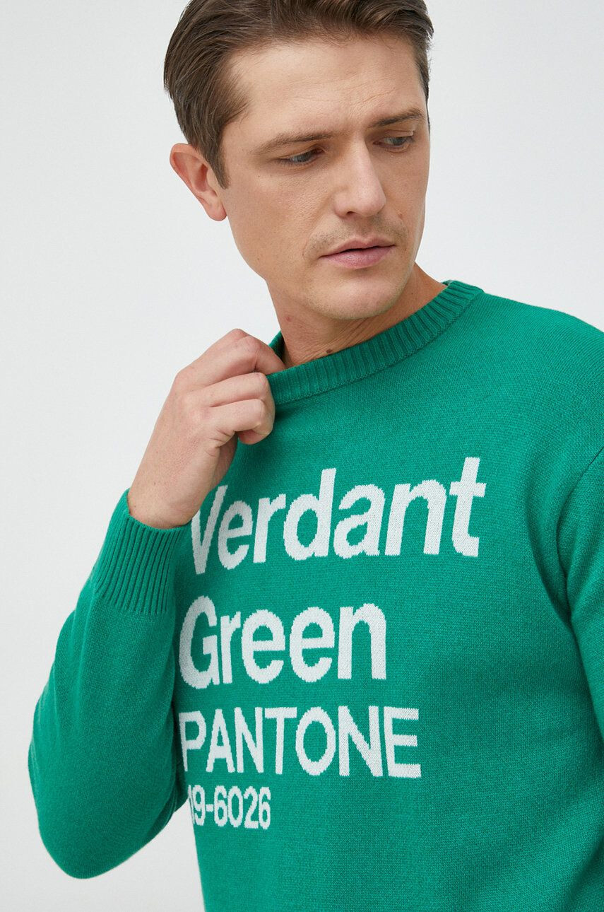 United Colors of Benetton pulover din amestec de lana barbati culoarea verde - Pled.ro