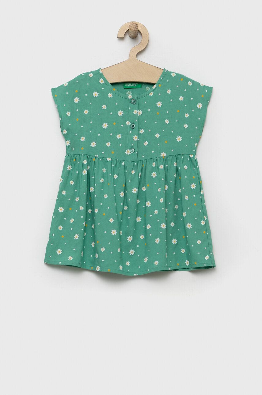 United Colors of Benetton rochie fete culoarea verde mini evazati - Pled.ro