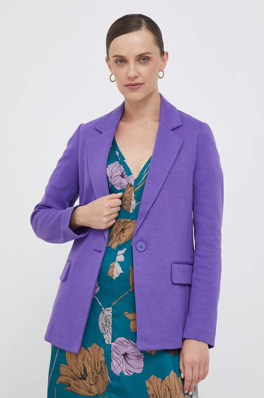 United Colors of Benetton sacou culoarea violet un singur rand de nasturi neted - Pled.ro