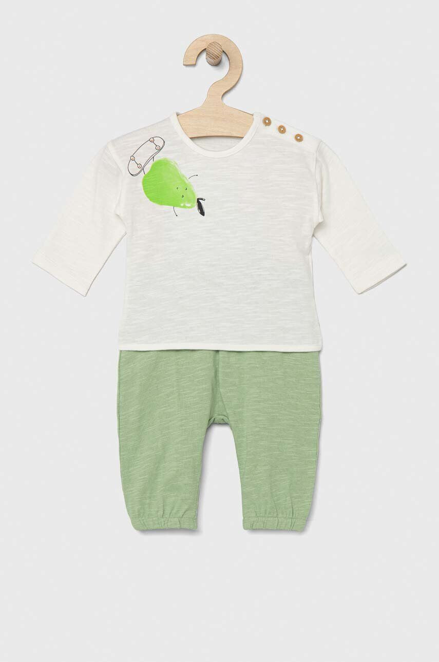 United Colors of Benetton set de bumbac pentru bebelusi culoarea verde - Pled.ro