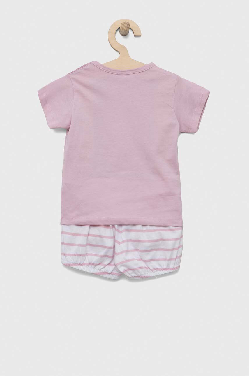 United Colors of Benetton set de bumbac pentru bebelusi culoarea roz - Pled.ro