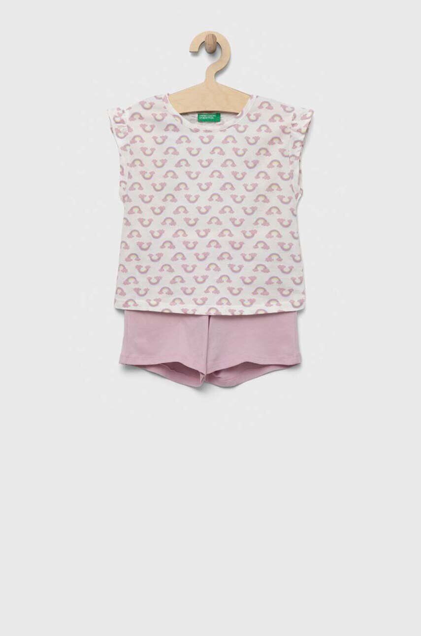 United Colors of Benetton set de bumbac pentru copii culoarea roz - Pled.ro