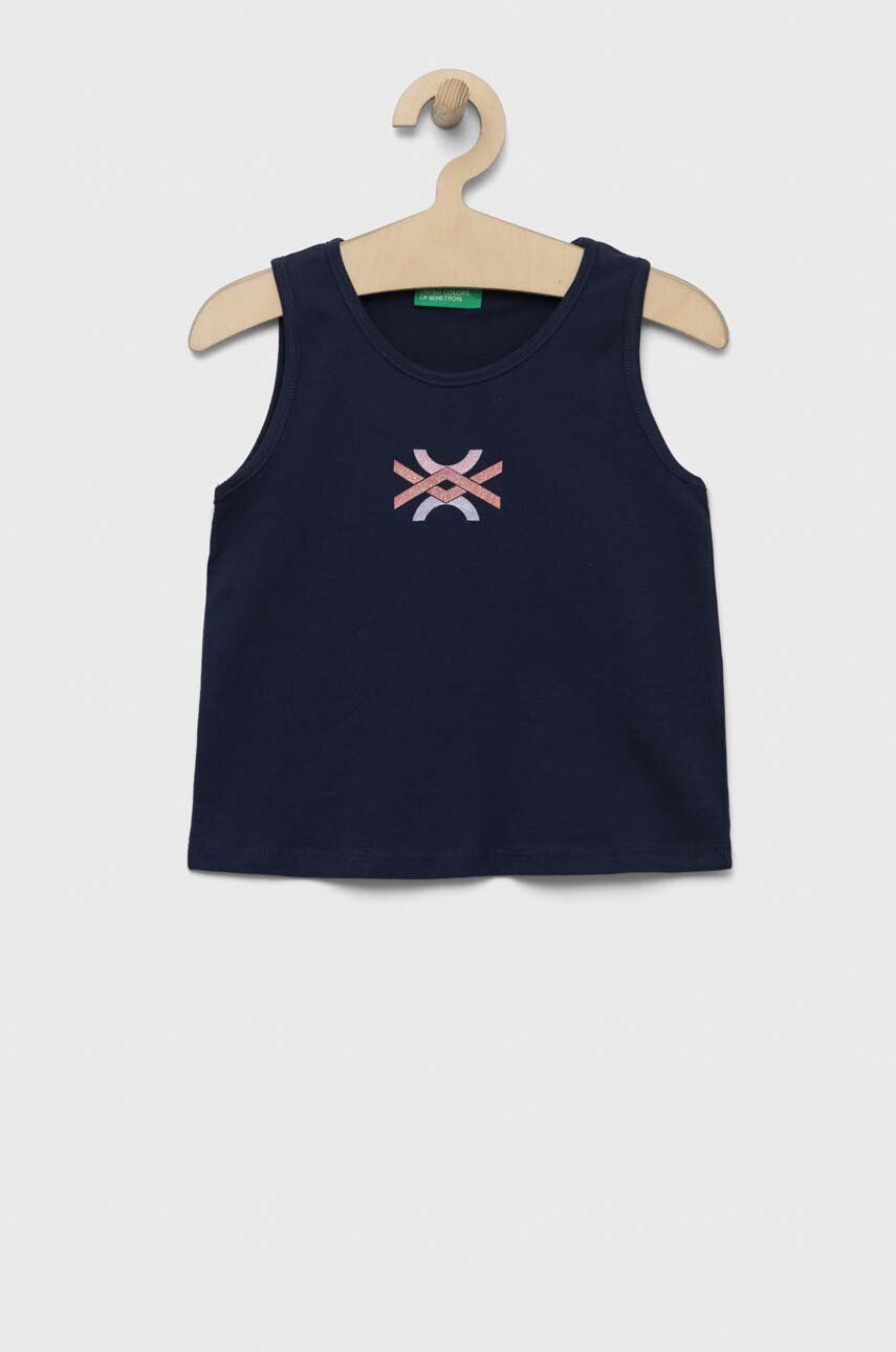 United Colors of Benetton top din bumbac pentru copii culoarea albastru marin - Pled.ro