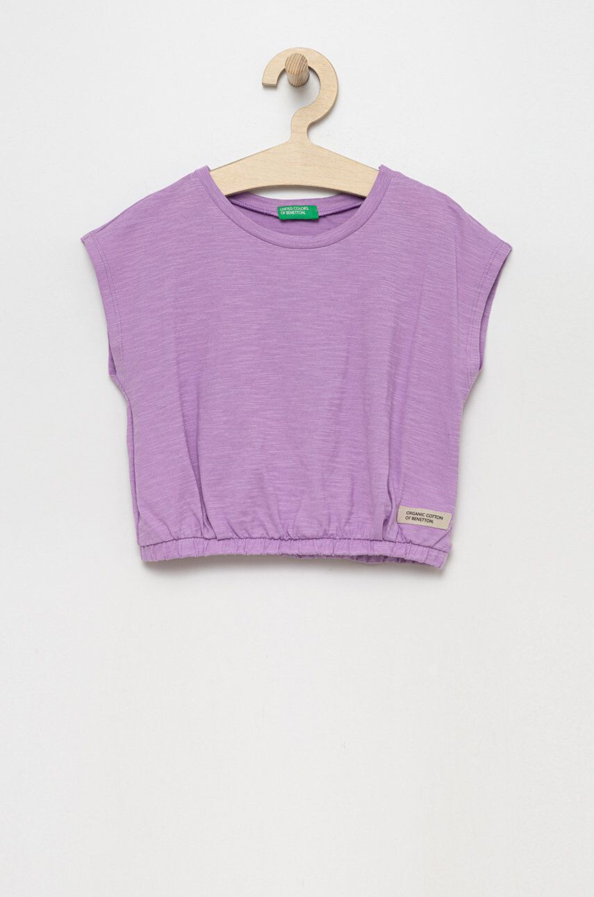 United Colors of Benetton tricou de bumbac pentru copii culoarea violet - Pled.ro