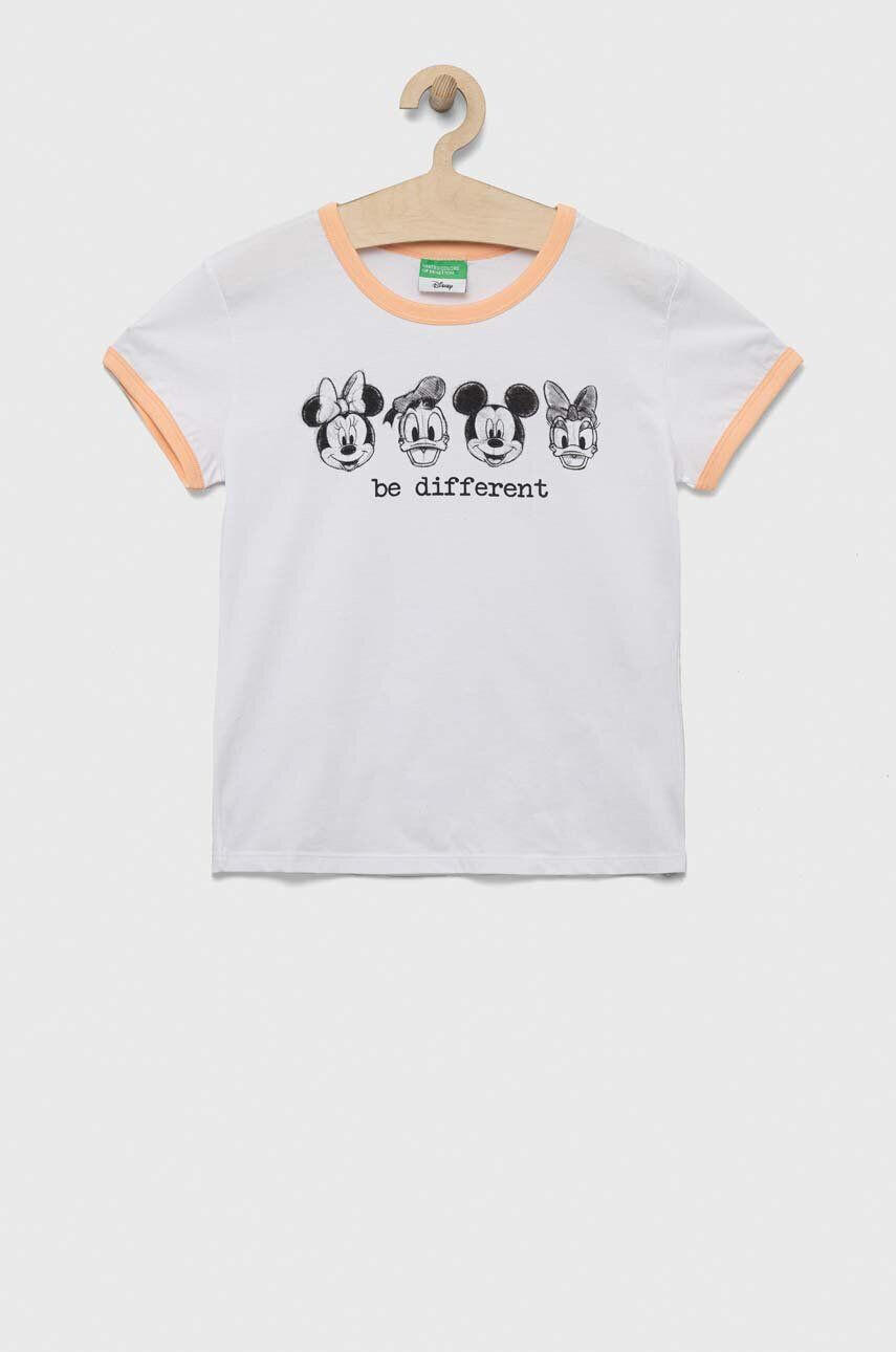 United Colors of Benetton tricou de bumbac pentru copii culoarea alb - Pled.ro