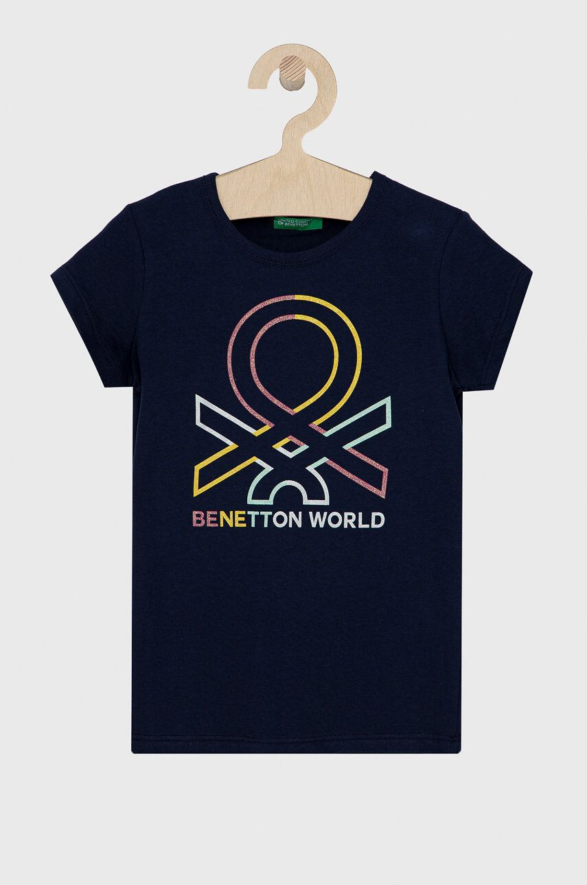 United Colors of Benetton tricou de bumbac pentru copii culoarea portocaliu - Pled.ro