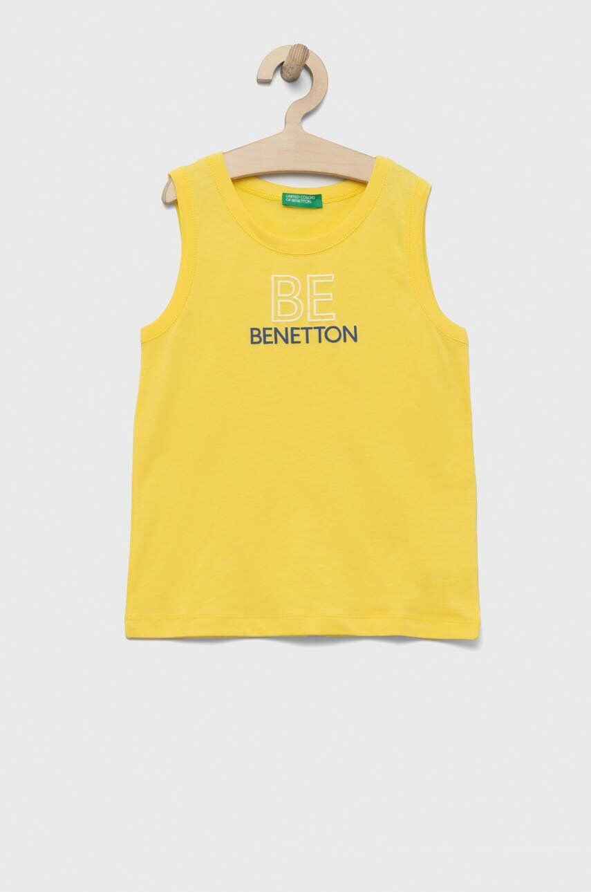 United Colors of Benetton tricou de bumbac pentru copii culoarea galben cu imprimeu - Pled.ro