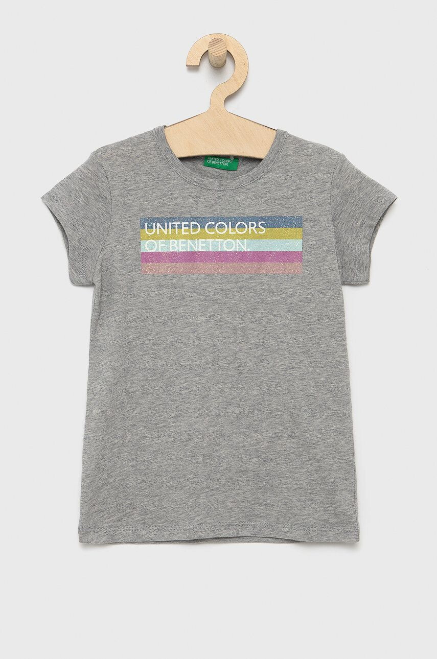 United Colors of Benetton tricou de bumbac pentru copii culoarea gri - Pled.ro