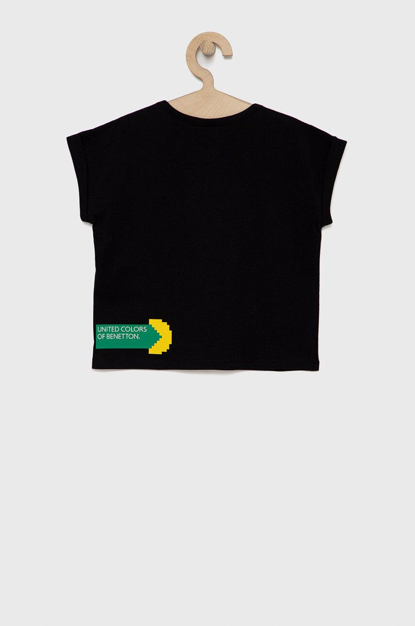 United Colors of Benetton tricou de bumbac pentru copii culoarea negru - Pled.ro