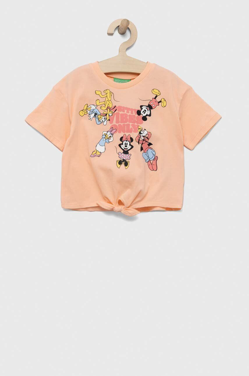 United Colors of Benetton tricou de bumbac pentru copii x Disney culoarea roz cu imprimeu - Pled.ro