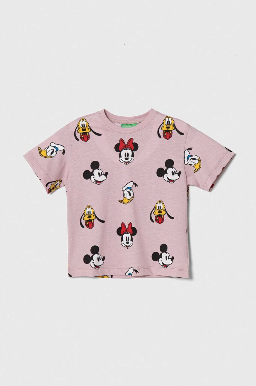 United Colors of Benetton tricou de bumbac pentru copii x Disney culoarea roz modelator - Pled.ro