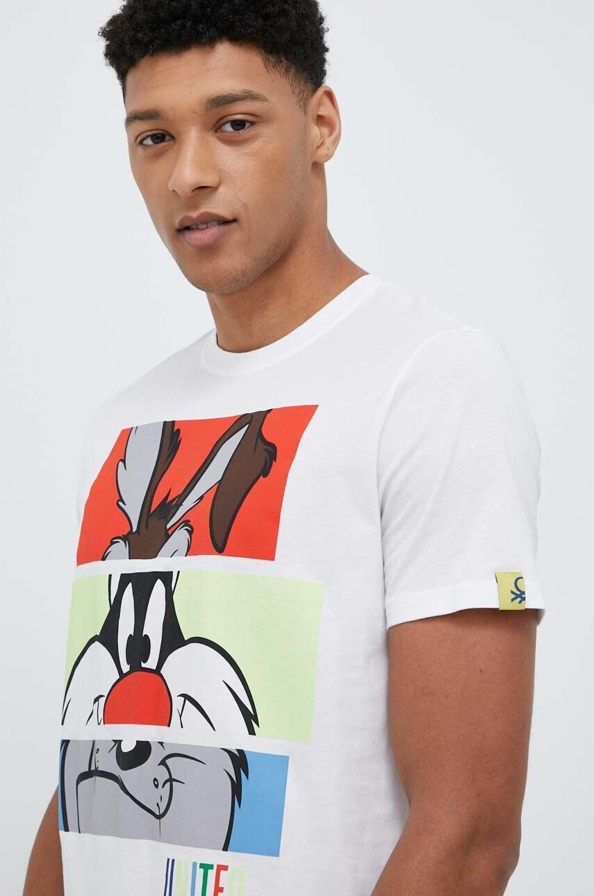 United Colors of Benetton tricou de pijama din bumbac x Looney Tunes culoarea alb modelator - Pled.ro