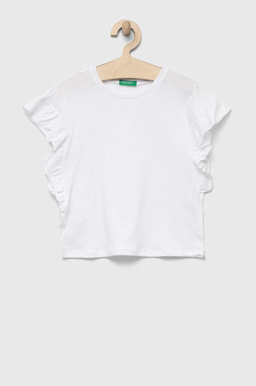 United Colors of Benetton tricou din amestec de in culoarea alb - Pled.ro