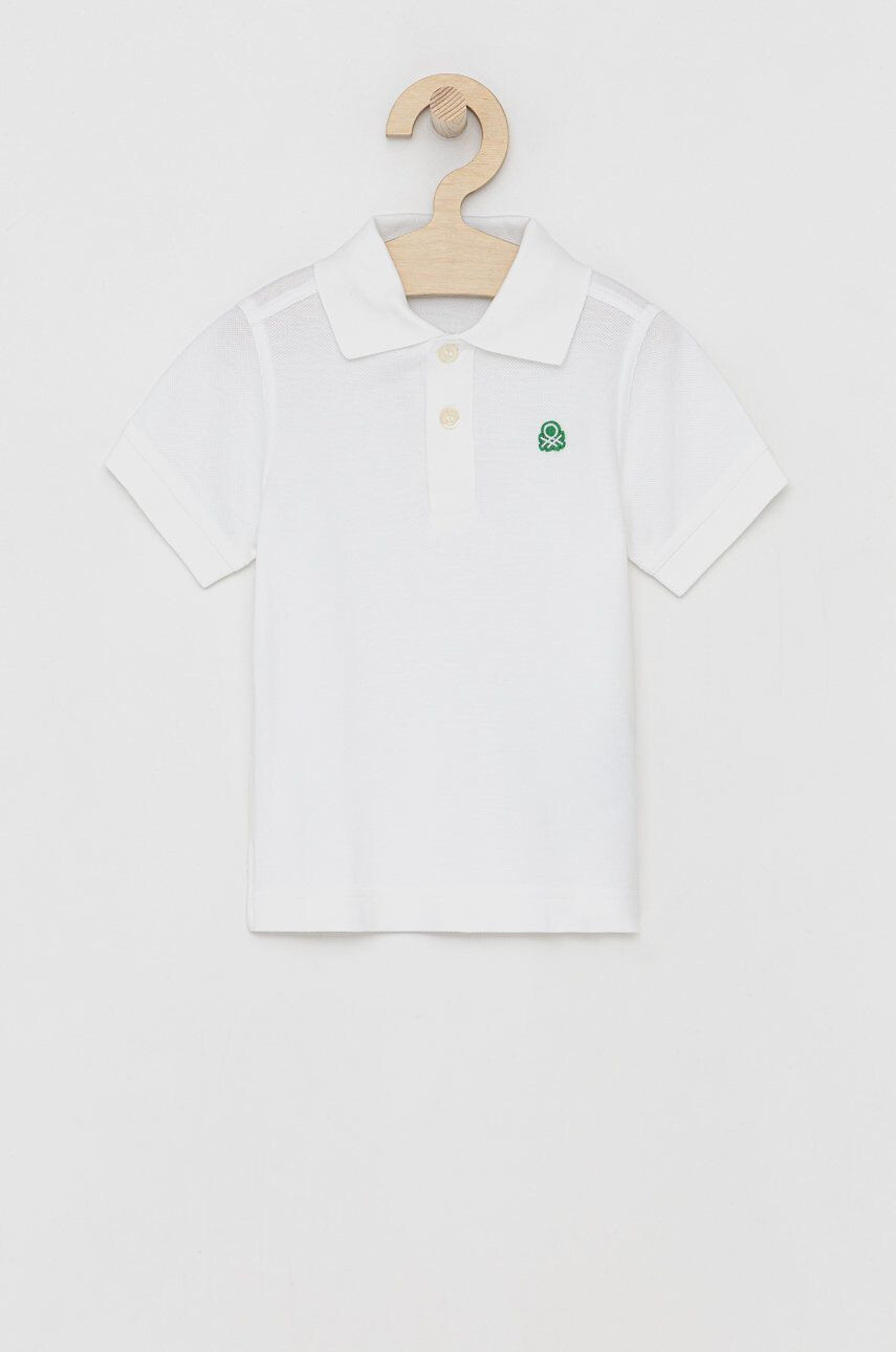 United Colors of Benetton tricou polo copii culoarea roz cu guler - Pled.ro