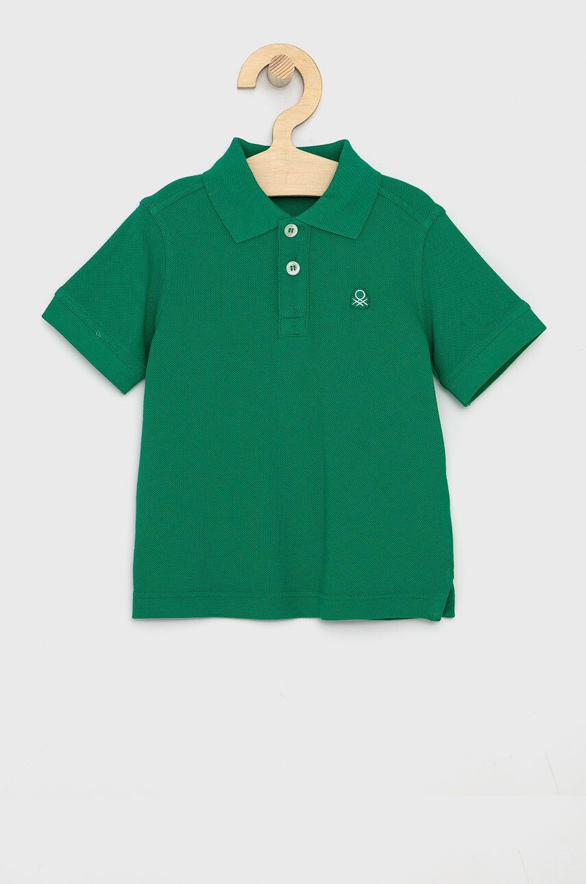 United Colors of Benetton tricou polo copii culoarea roz cu guler - Pled.ro