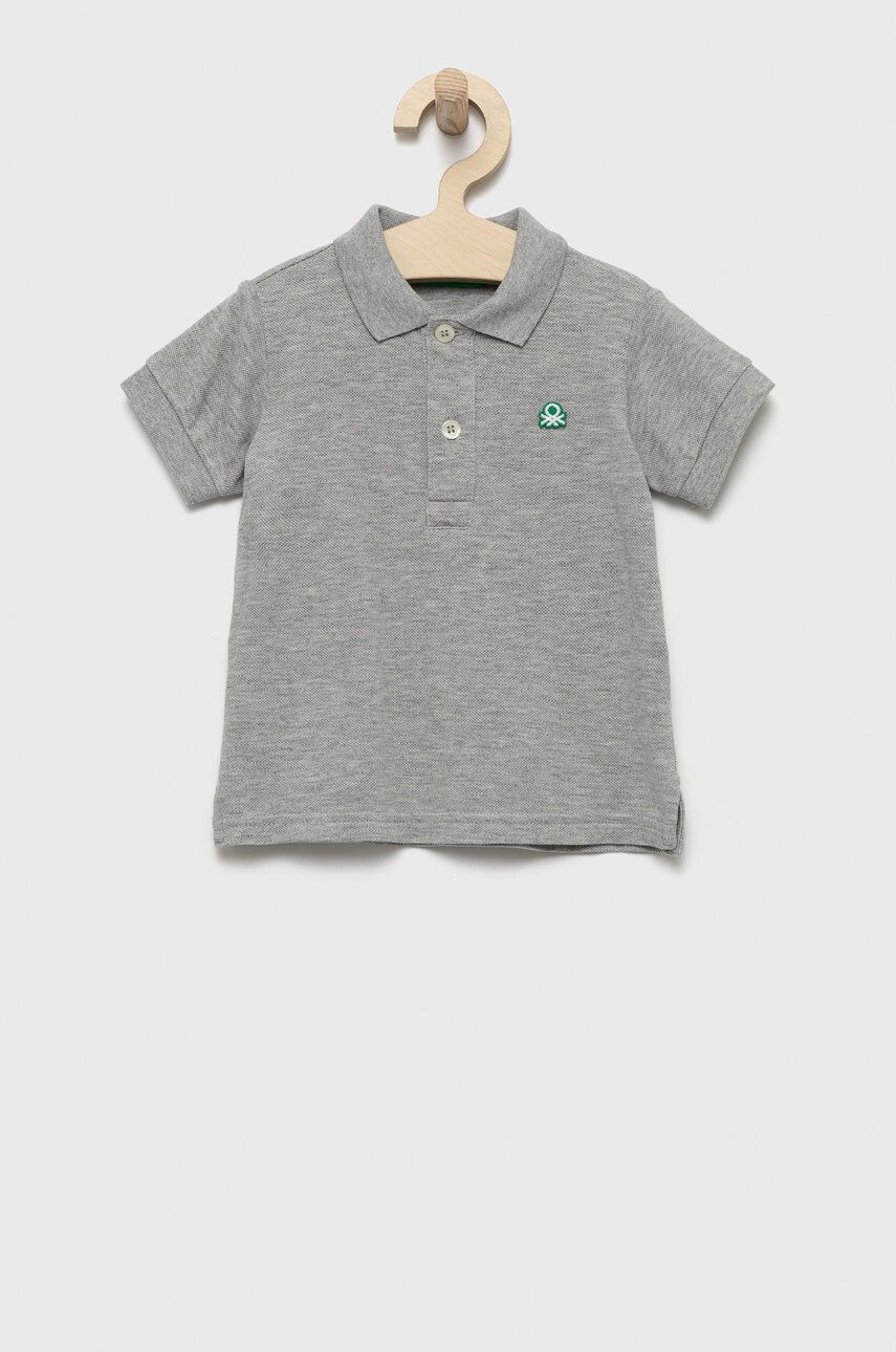 United Colors of Benetton tricouri polo din bumbac pentru copii culoarea gri neted - Pled.ro