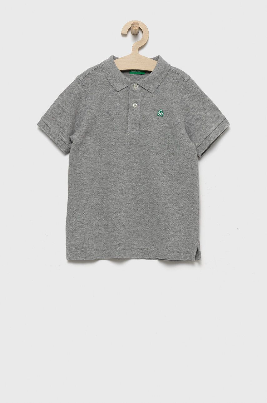 United Colors of Benetton tricouri polo din bumbac pentru copii culoarea gri neted - Pled.ro