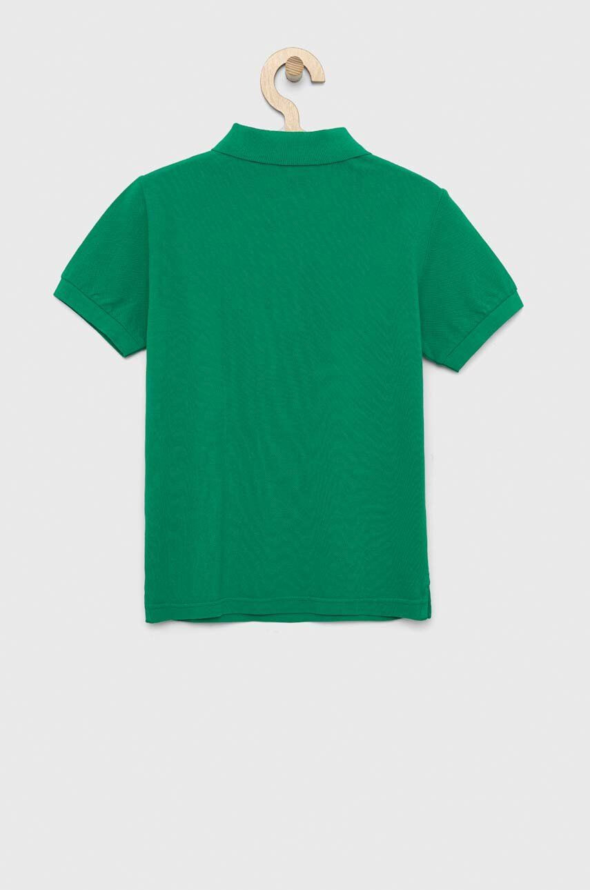 United Colors of Benetton tricouri polo din bumbac pentru copii culoarea verde neted - Pled.ro