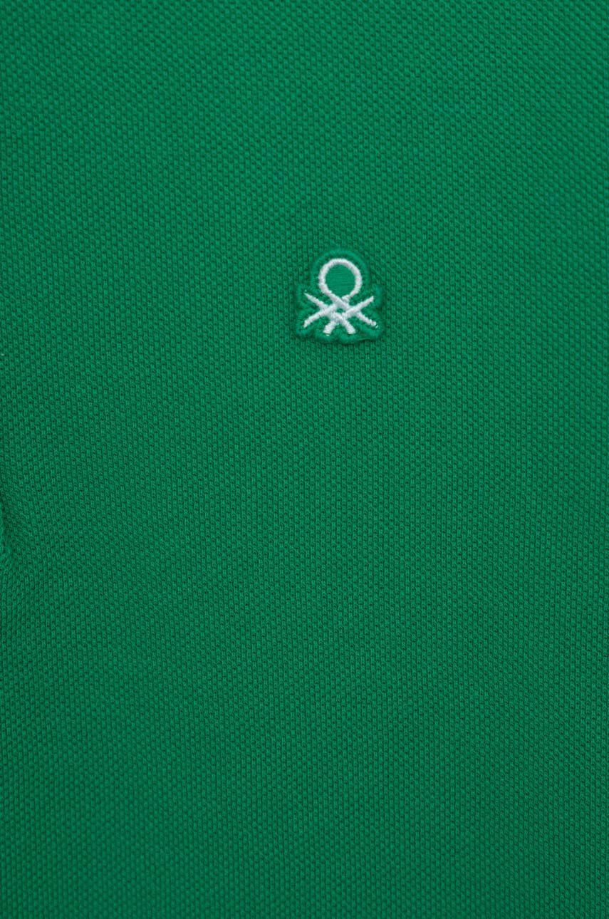 United Colors of Benetton tricouri polo din bumbac pentru copii culoarea verde neted - Pled.ro