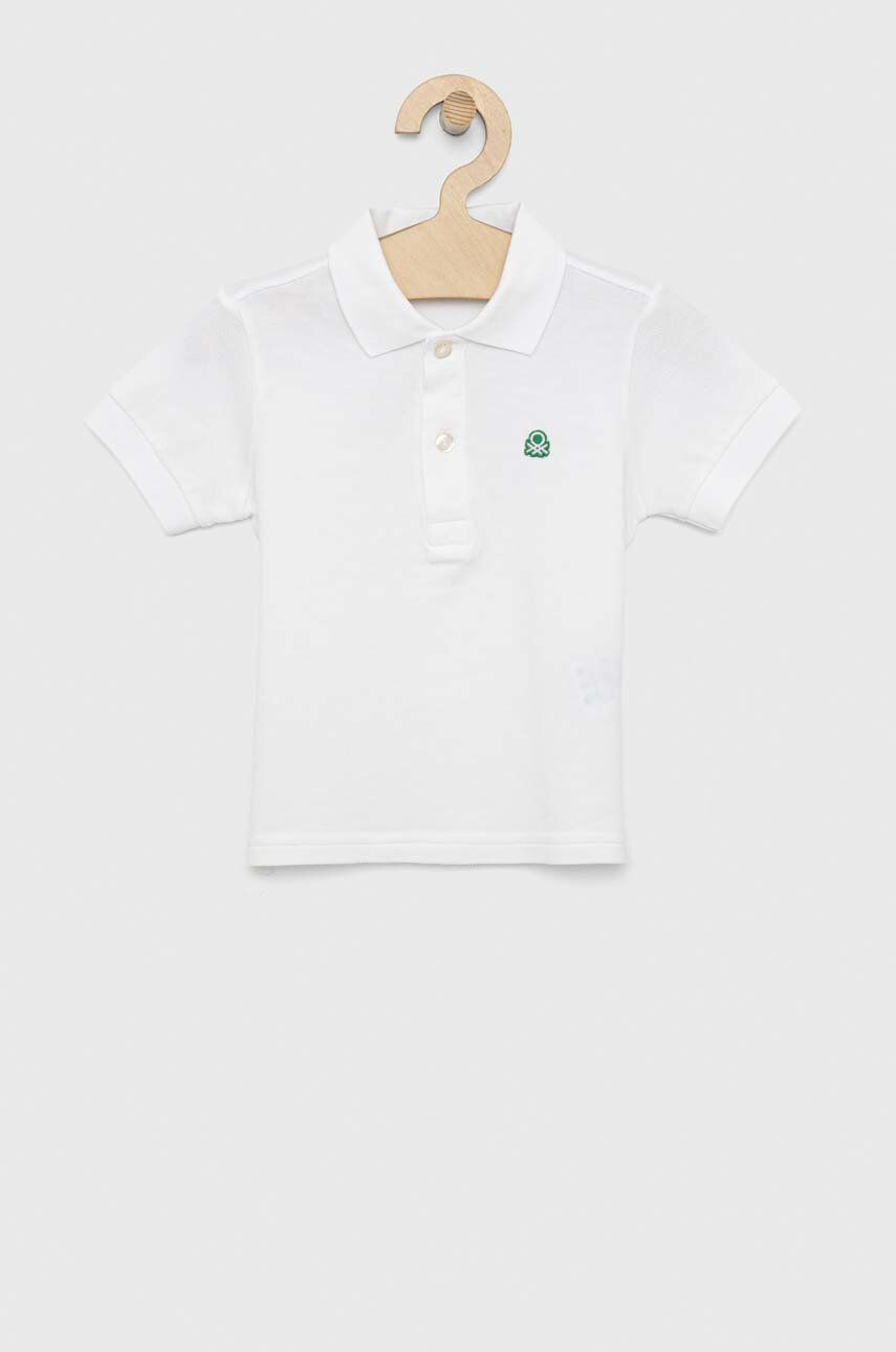 United Colors of Benetton tricouri polo din bumbac pentru copii culoarea bej neted - Pled.ro