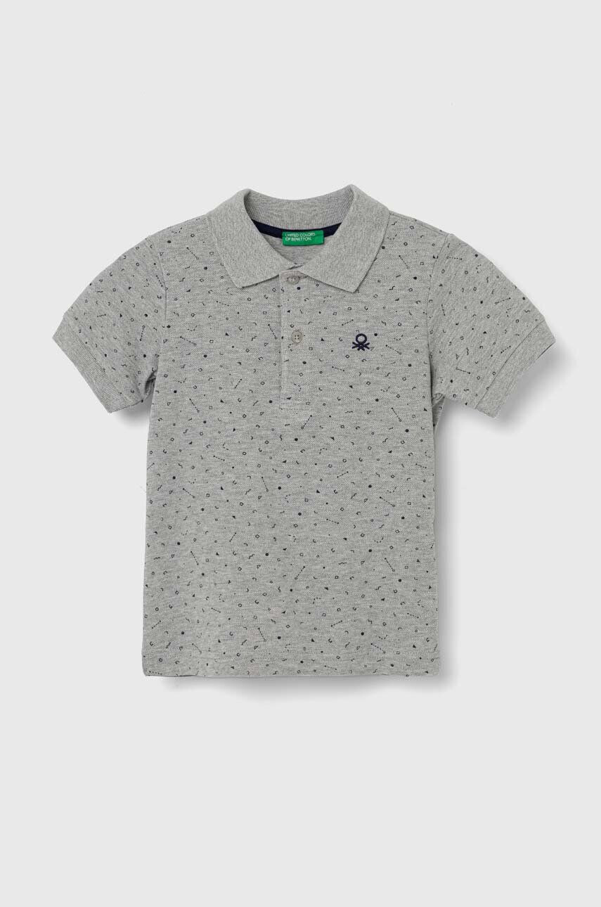 United Colors of Benetton tricouri polo din bumbac pentru copii culoarea gri modelator - Pled.ro