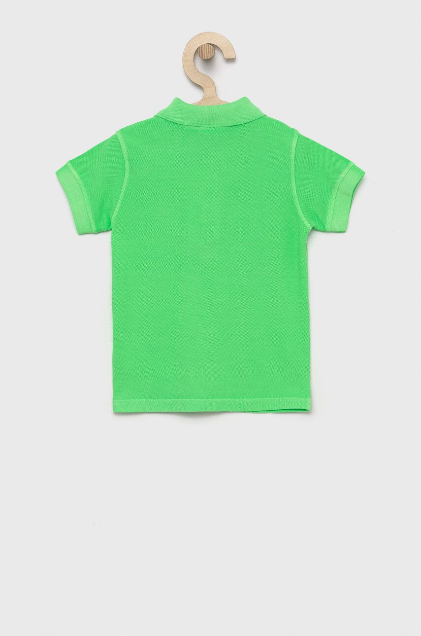 United Colors of Benetton tricouri polo din bumbac pentru copii culoarea verde neted - Pled.ro