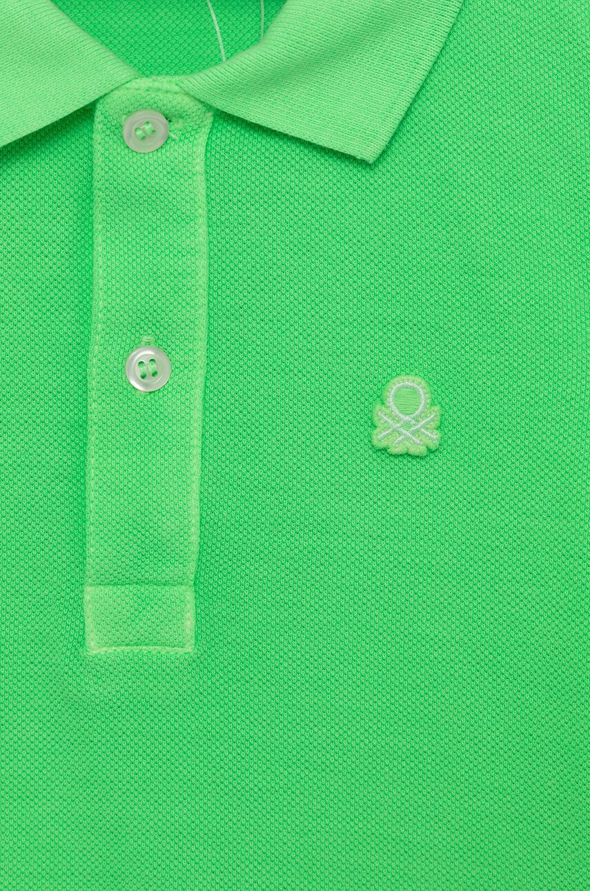 United Colors of Benetton tricouri polo din bumbac pentru copii culoarea verde neted - Pled.ro