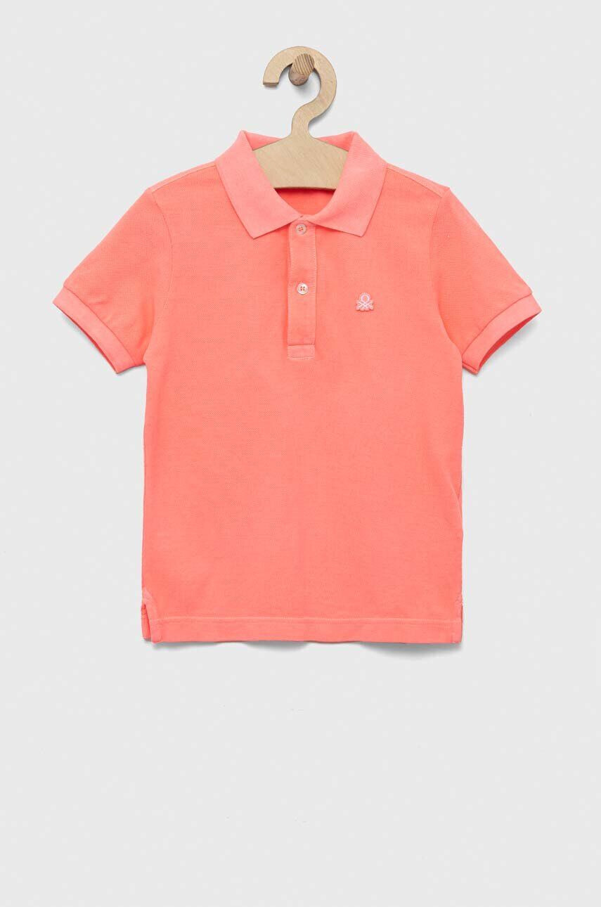 United Colors of Benetton tricouri polo din bumbac pentru copii culoarea violet neted - Pled.ro