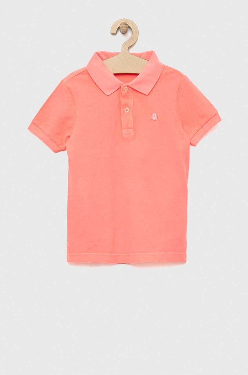 United Colors of Benetton tricouri polo din bumbac pentru copii culoarea roz neted - Pled.ro