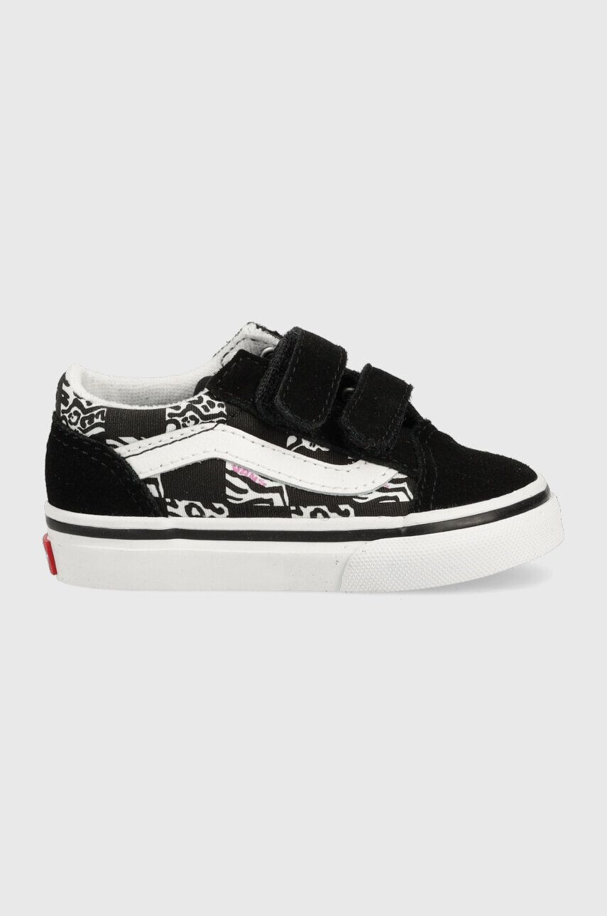 Vans adidasi de piele intoarsa pentru copii TD Old Skool V ZEBR BLACK culoarea negru - Pled.ro