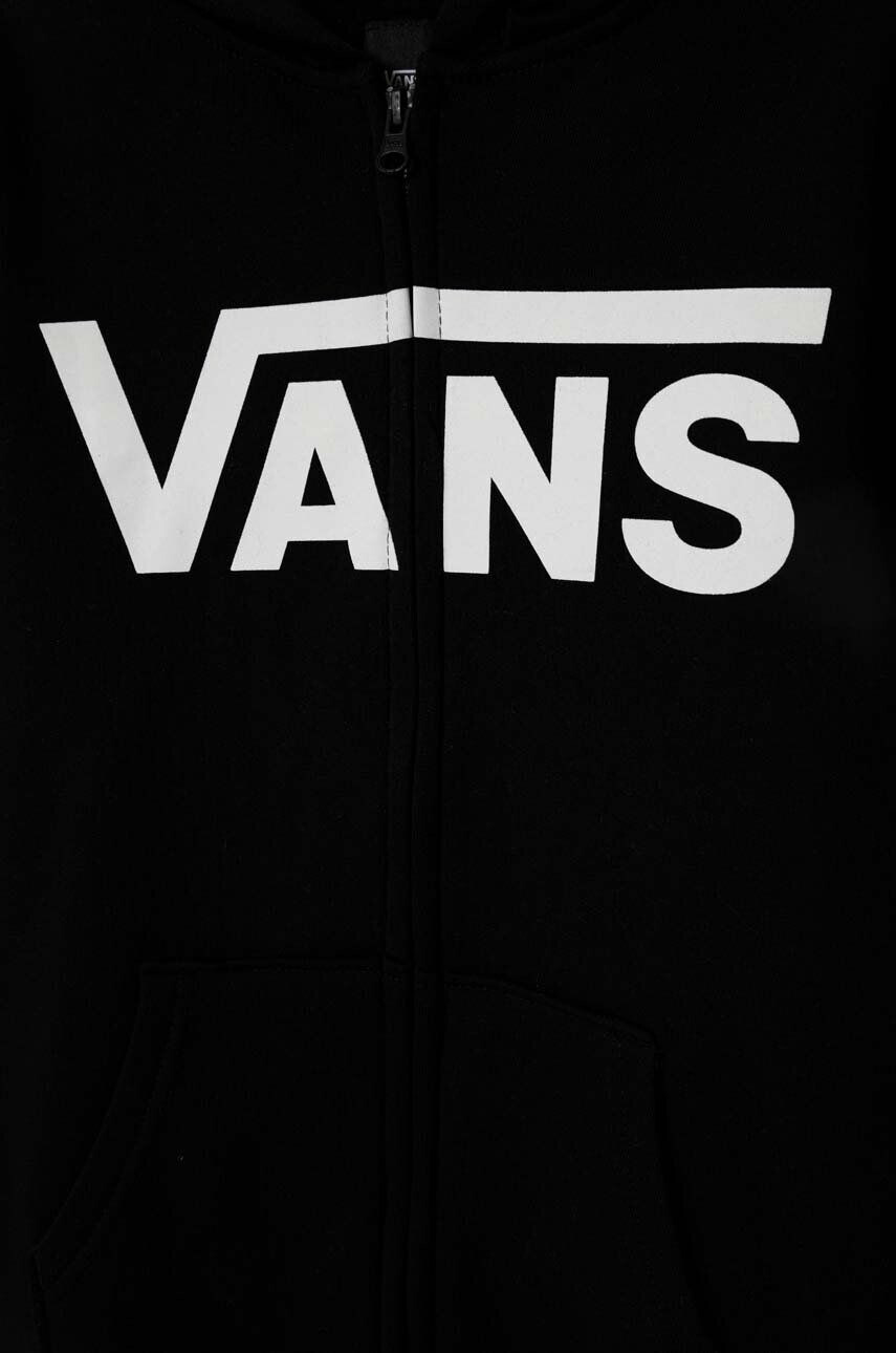 Vans bluza copii CLASSIC FZ culoarea negru cu glugă cu imprimeu - Pled.ro