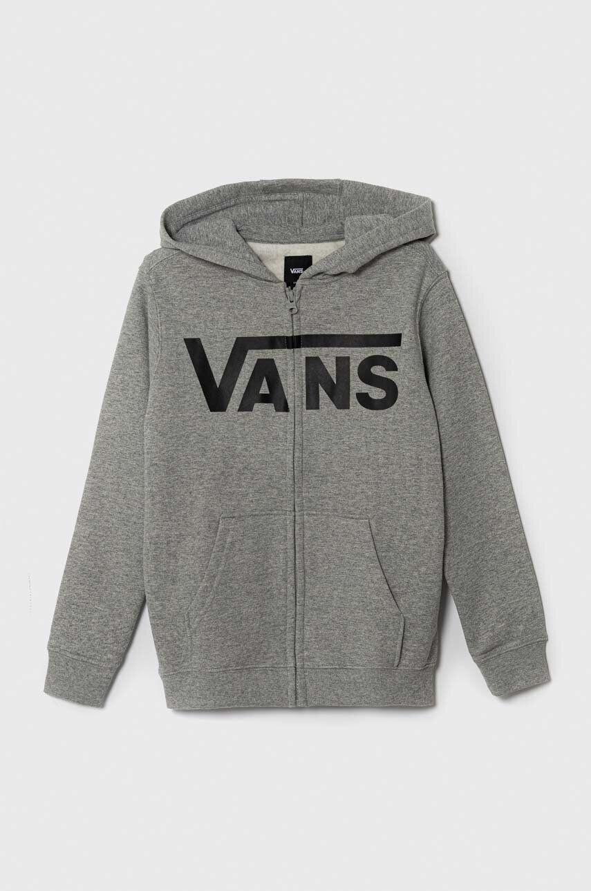 Vans bluza copii CLASSIC FZ culoarea gri cu glugă cu imprimeu - Pled.ro