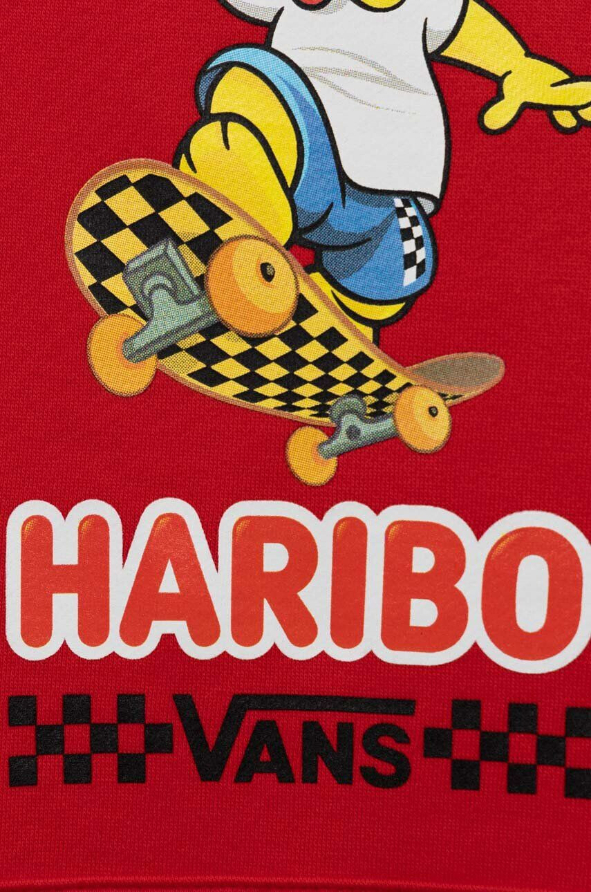 Vans bluza copii x Haribo culoarea rosu cu glugă modelator - Pled.ro