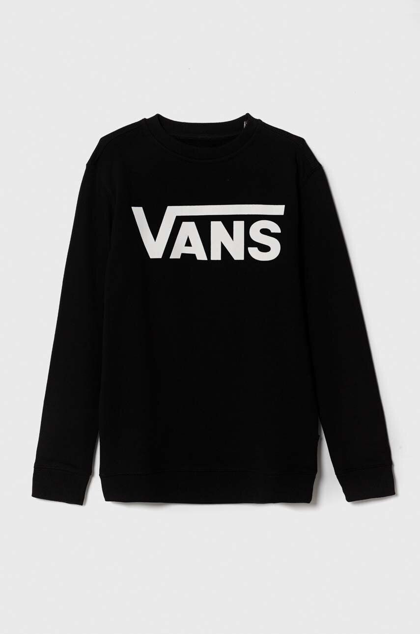 Vans hanorac de bumbac pentru copii CLASSIC CREW culoarea negru cu imprimeu - Pled.ro