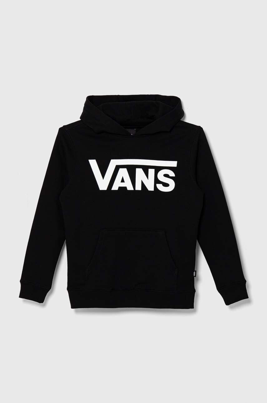 Vans hanorac de bumbac pentru copii CLASSIC PO culoarea negru cu glugă cu imprimeu - Pled.ro